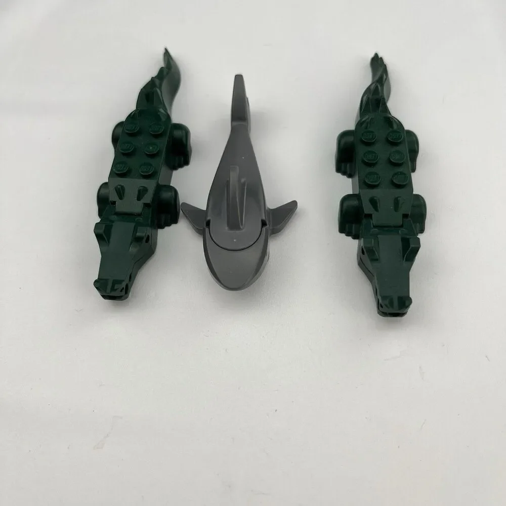 LEGO LOT Of (3) Lego Animals Dark Green Alligator (2) Crocodile And Shark (T1)